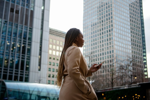 Woman using her smartphone to talk with someone