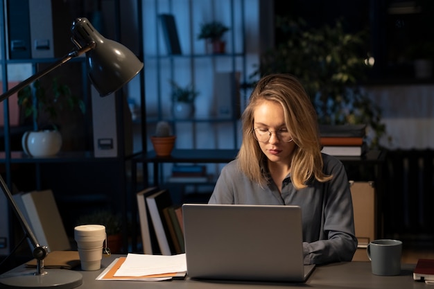 Woman using laptop