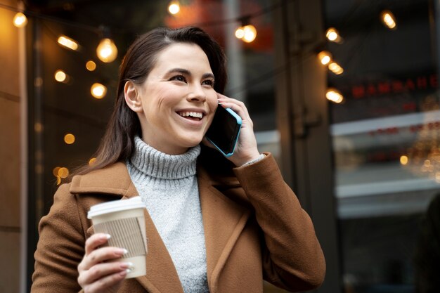 Woman using smartphone as a habit