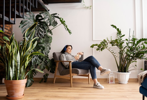 Woman using smartphone as a habit