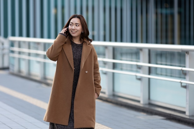 Woman using smartphone technology