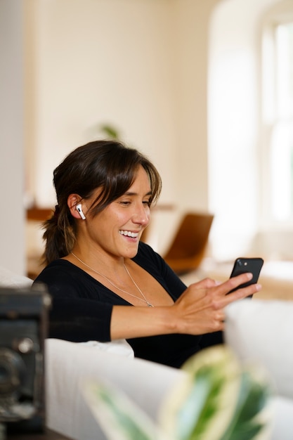 Woman using smartphone technology