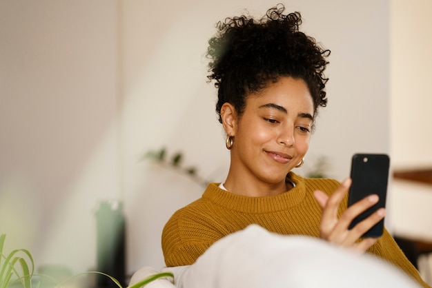 Woman using smartphone technology