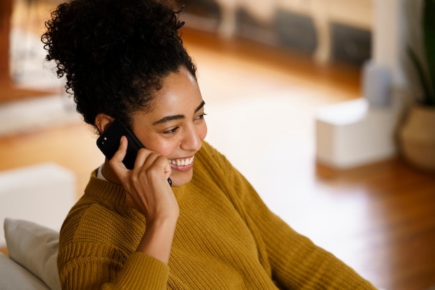 Woman using smartphone technology