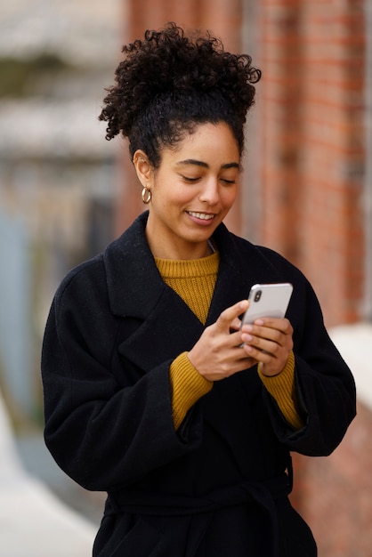 Woman using smartphone technology