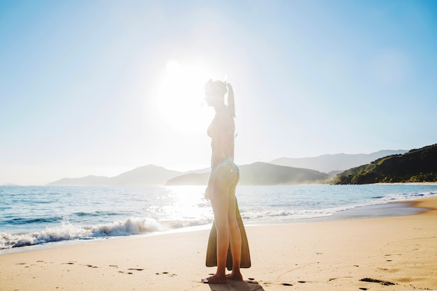 Woman waiting to dive