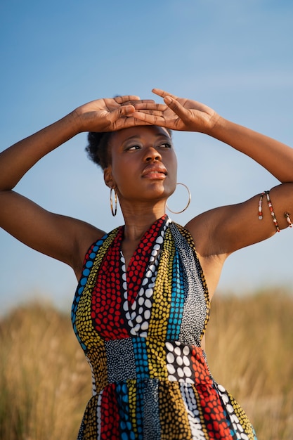 Free photo woman wearing african native attire