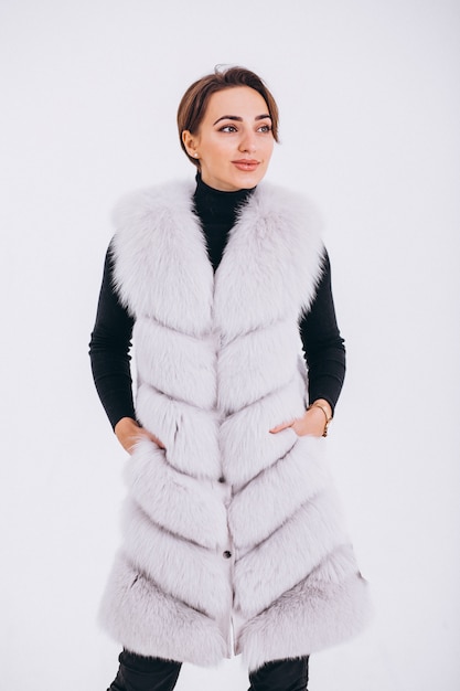 Free photo woman wearing fur isolated