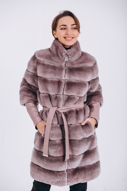 Free Photo woman wearing fur isolated