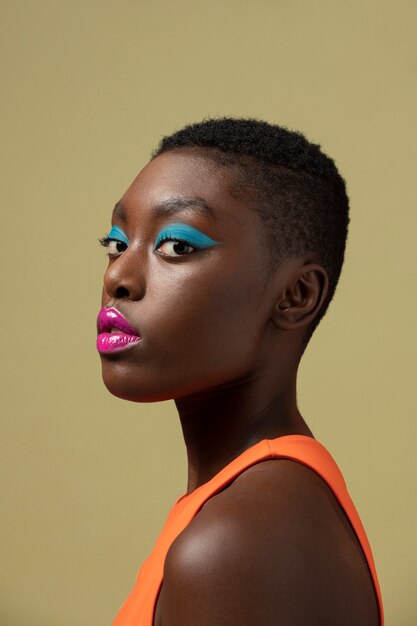 Woman wearing make up close up