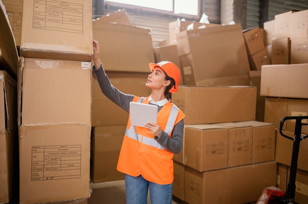 Free Photo woman wearing a safety cap at work