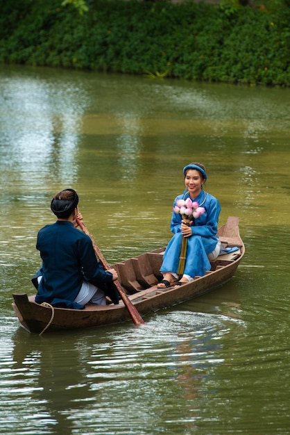 Woman wearing traditional ao dai clothing