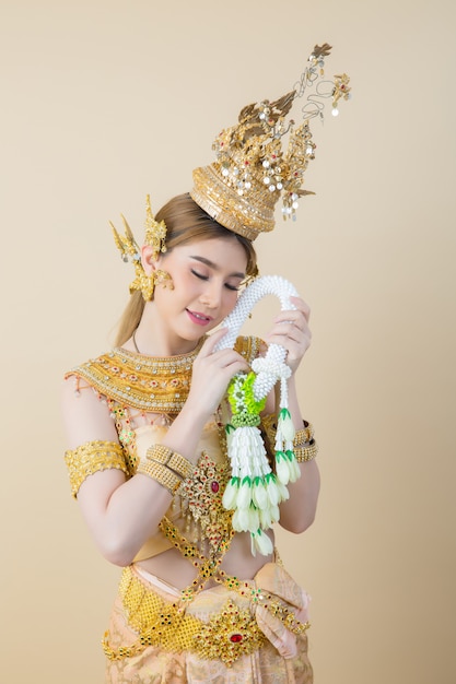 Woman wearing typical thai dress