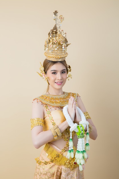 Woman wearing typical thai dress