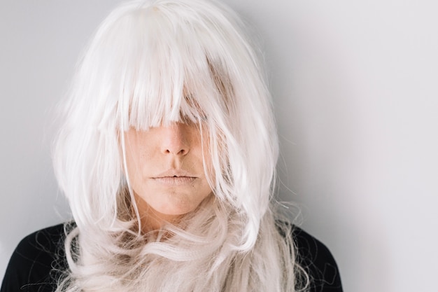 Woman in white wig