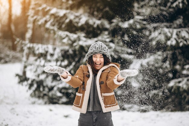 Woman in winter outside