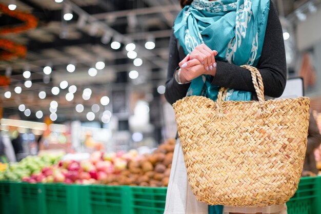 Woman with basket at the market