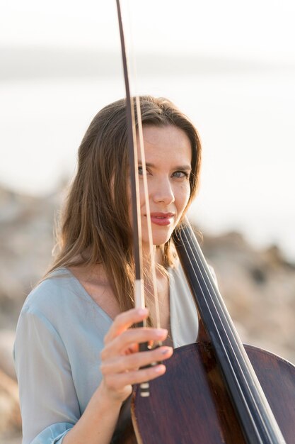 Woman with cello and bow