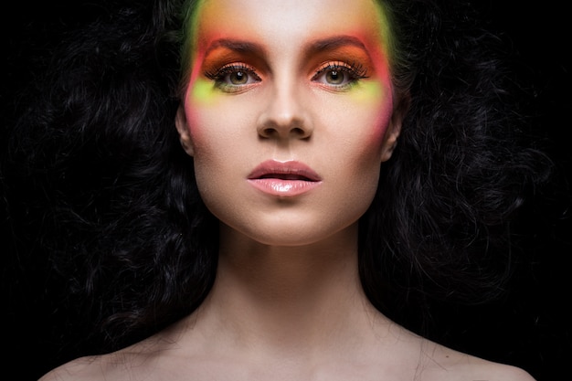 Free photo woman with colored make-up