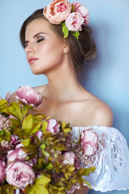 Woman with flowers