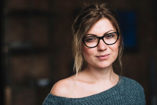 Woman with glasses