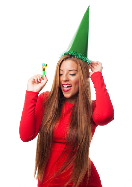 Free photo woman with green hat