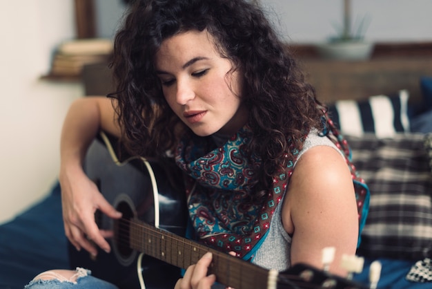 Woman with her guitar