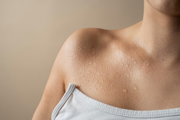 Woman with hydrated skin front view