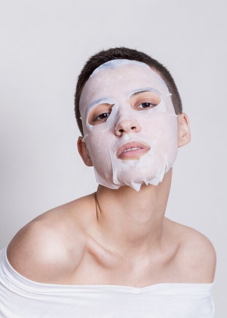 Woman with hydration face mask