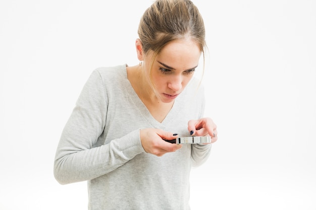 Woman with magnifying glass