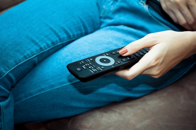 Woman with remote