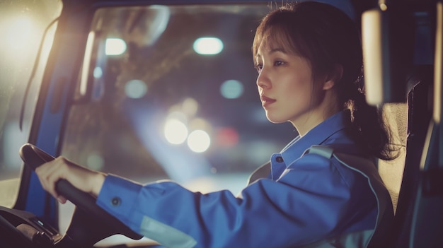 Woman working as a truck driver