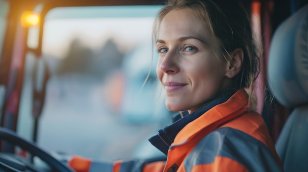 Free Photo woman working as a truck driver