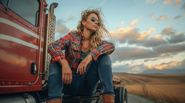 Woman working as a truck driver