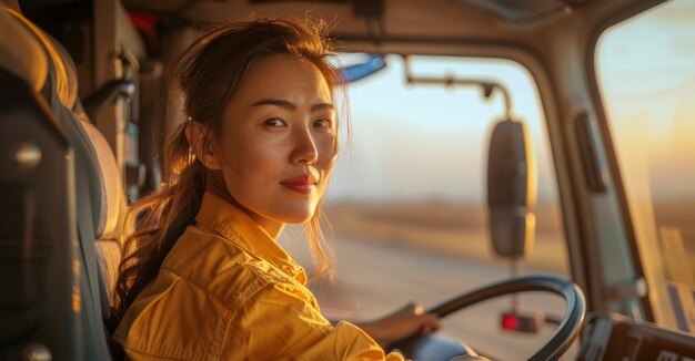 Woman working as a truck driver