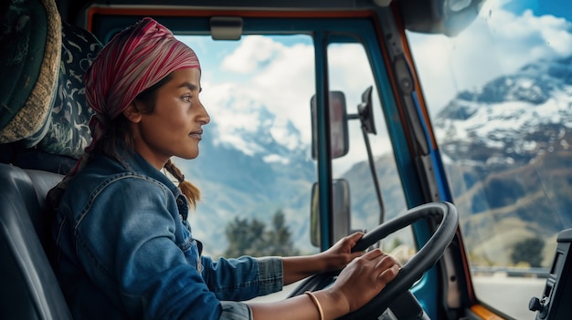 Woman working as a truck driver