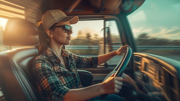 Woman working as a truck driver