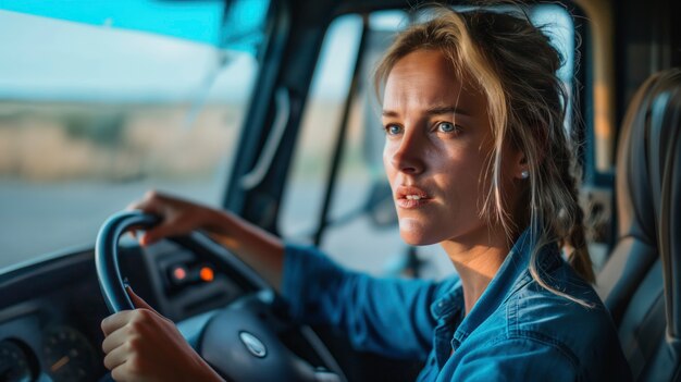 Woman working as a truck driver