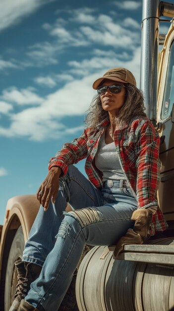 Woman working as a truck driver