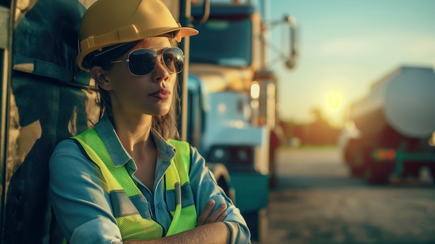 Woman working as a truck driver