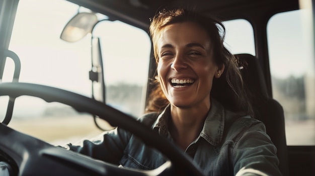 Woman working as a truck driver