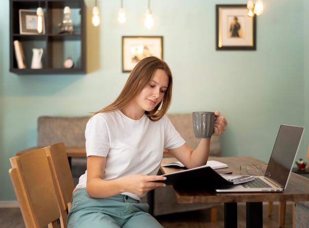 Woman working from home during the pandemic