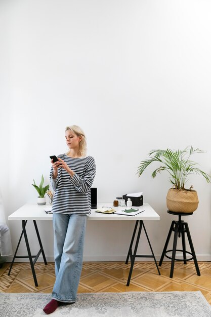 Woman working from home