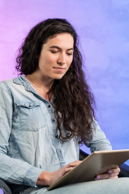 Woman working on her laptop