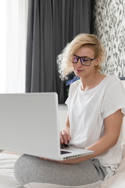 Woman working at home