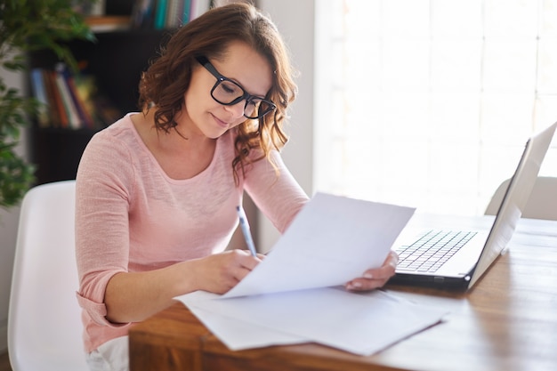 Woman working at home