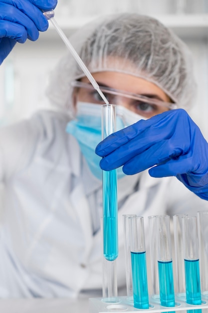 Woman working in laboratory portrait