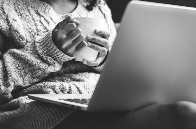 Woman working on a laptop