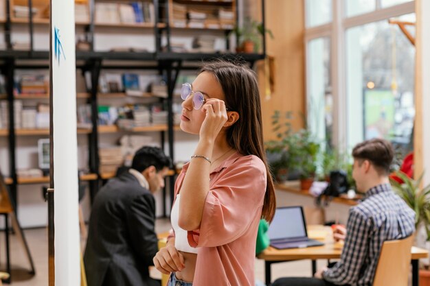 Woman writing business idea