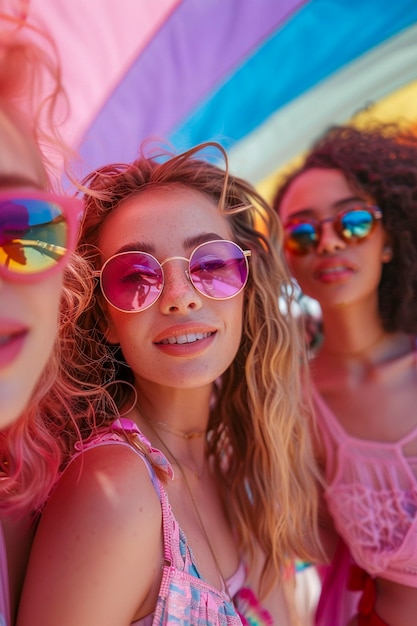 Free photo women celebrating pride day